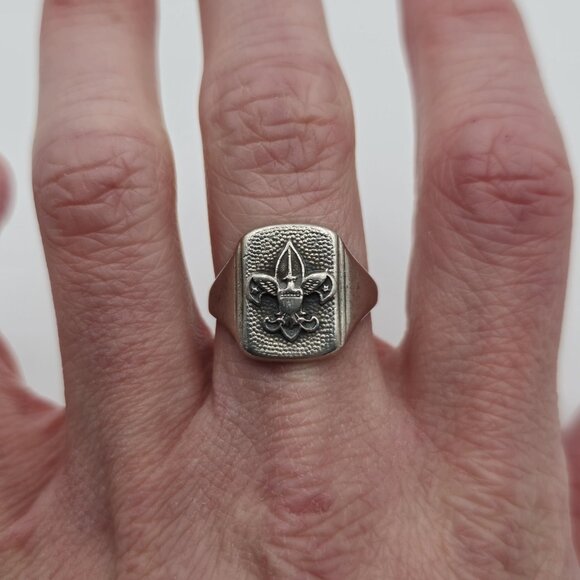 Size 8.75 Sterling Silver Solid Boy Scout Ring A2495 - Picture 3 of 8